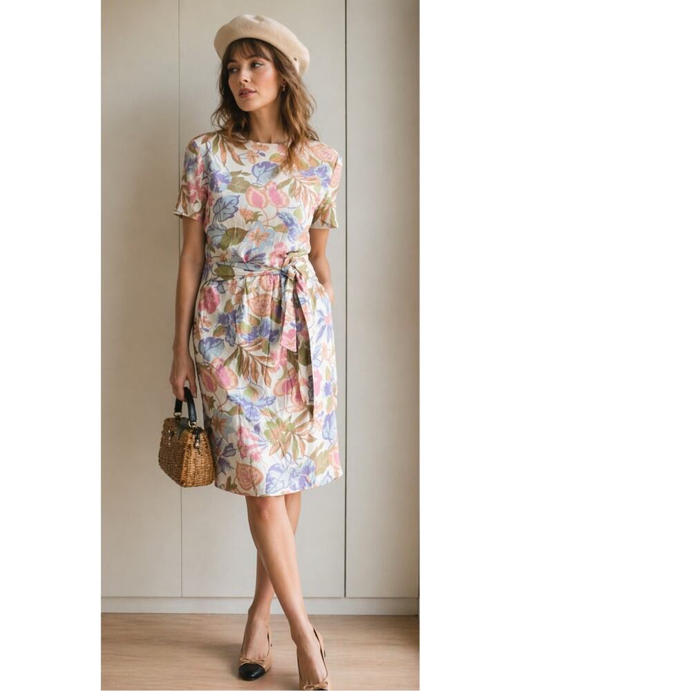 Vintage 90s Sheath Dress Size L/14 Pastel Soft Girl Aesthetic Knee Length